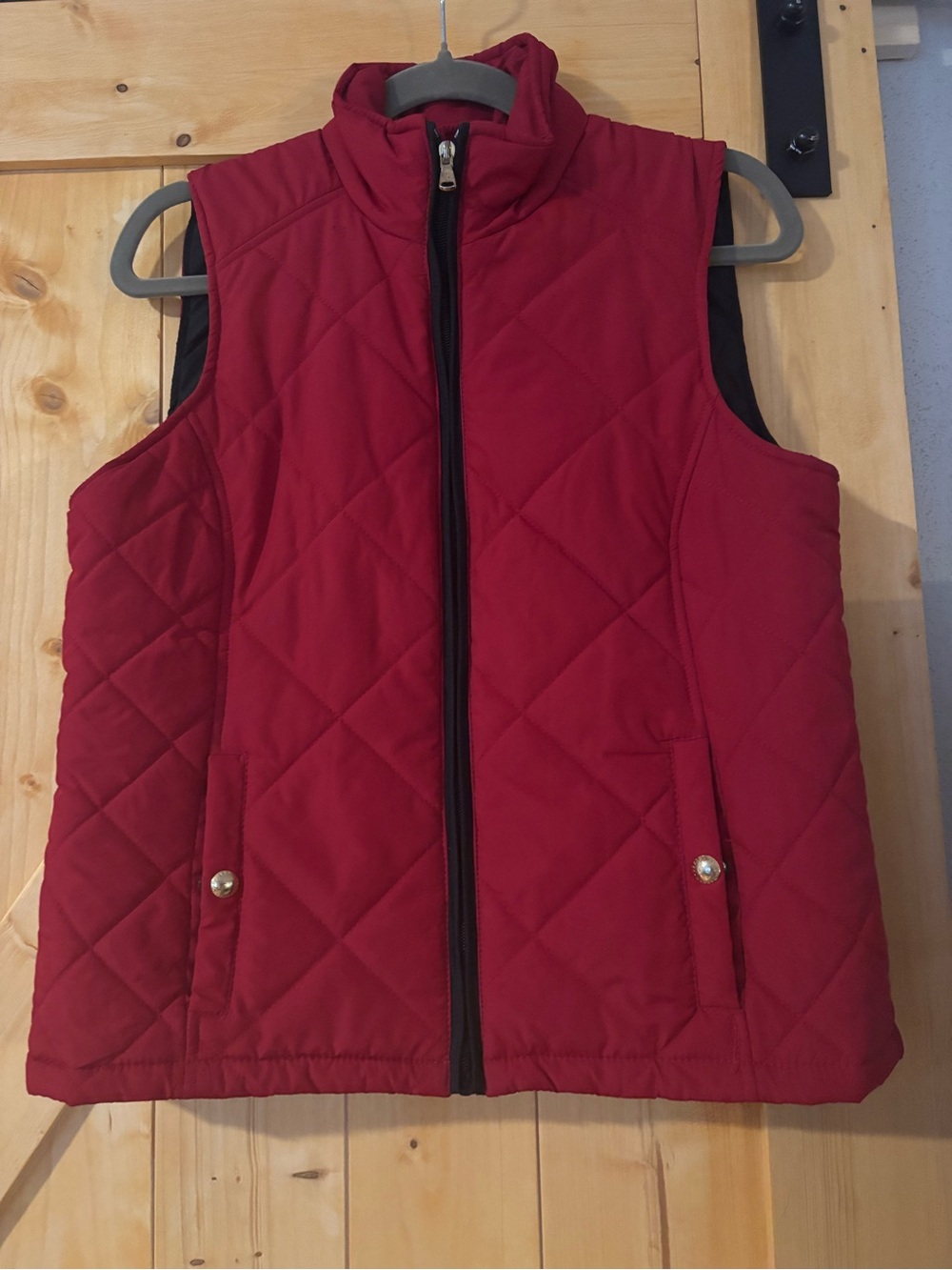 Lauren Ralph Lauren Red Quilted Zip-Up Vest Petite Large PL